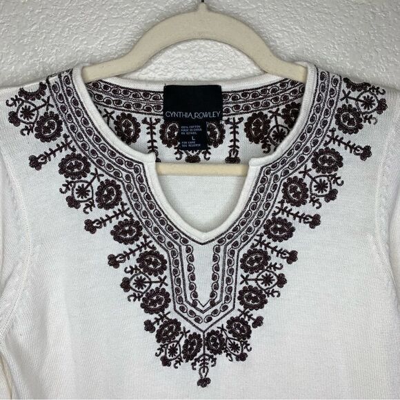 Cynthia Rowley Women’s Size Large Embroidered Long Sleeves Top - Picture 4 of 13